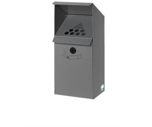 PROREGAL Wandascher Mit Schild – 0,8 Liter, Verzinkter Stahl, Silber, 20x20x12,5 Cm – Für Außenbereiche & Raucherzonen