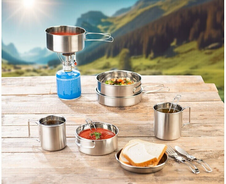 Semptec Camping-Kochgeschirr-Set 12-teilig, Edelstahl mit Besteck & Tasche (ZX6526) ab 30,99 € (Oktober 2026)
