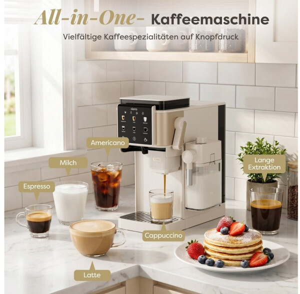 CIARRA CBSACM-D6 Siebträgermaschine mit Mahlwerk & Milchaufschäumer, 15Bar (CBSACM-D6), Bild 2
