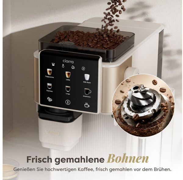 CIARRA CBSACM-D6 Siebträgermaschine mit Mahlwerk & Milchaufschäumer, 15Bar (CBSACM-D6), Bild 3