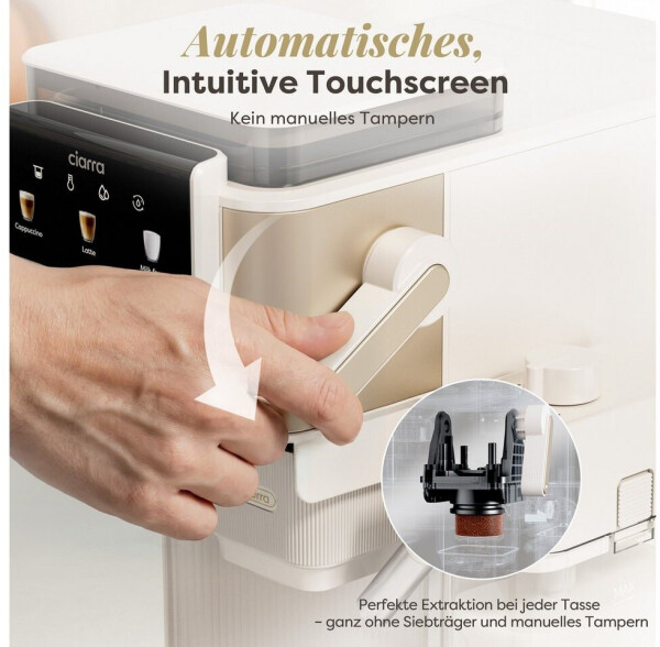 CIARRA CBSACM-D6 Siebträgermaschine mit Mahlwerk & Milchaufschäumer, 15Bar (CBSACM-D6), Bild 4