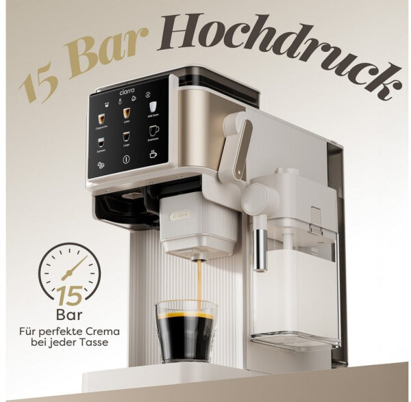 CIARRA CBSACM-D6 Siebträgermaschine mit Mahlwerk & Milchaufschäumer, 15Bar (CBSACM-D6), Bild 5