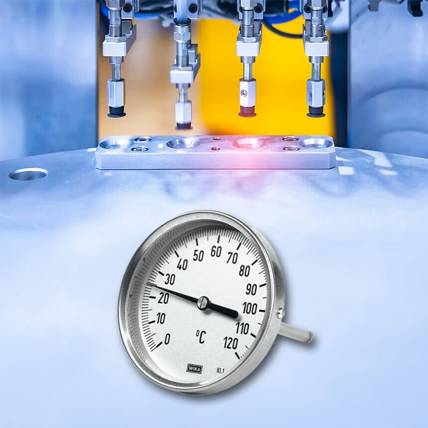 Bimetallthermometer waagerecht mit Kunststoffgehäuse und Cu-Schutzrohr - Klasse 2,0 Bimetallthermometer waagerecht mit Kunststoffgehäuse und Cu-Schutzrohr - Klasse 2,0
