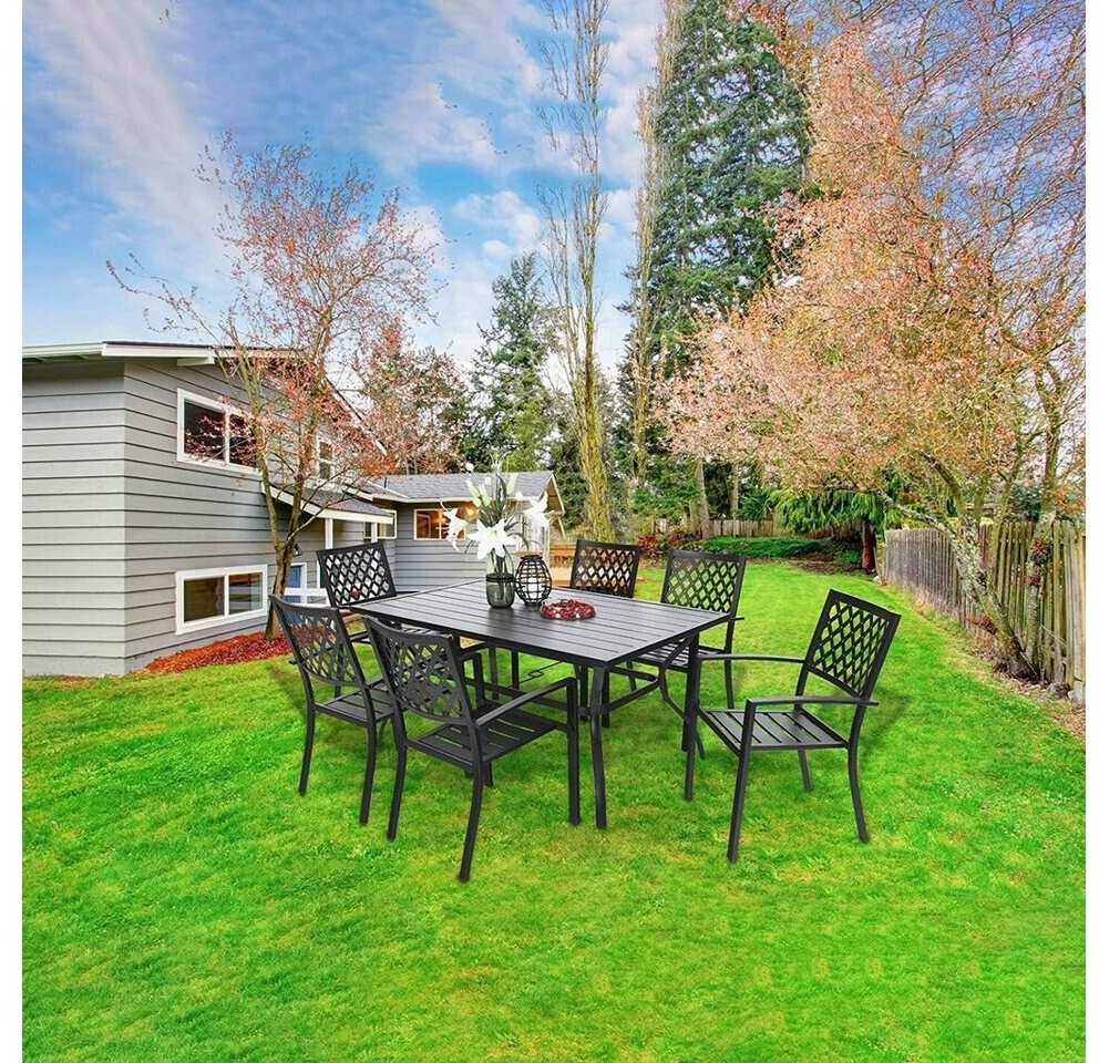 LuxusKollektion Garten-Essgruppe 6 Personen, Metall schwarz, 152x96cm, 7-tlg. ab 828,99 € (Oktober 2026)