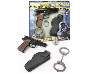 Gonher Playset Polizei – Spielzeugpistole Mit 8 Schuss, Gürtelholster Aus Metall & Magazintasche – Hochwertiges Spanisches Spielzeug