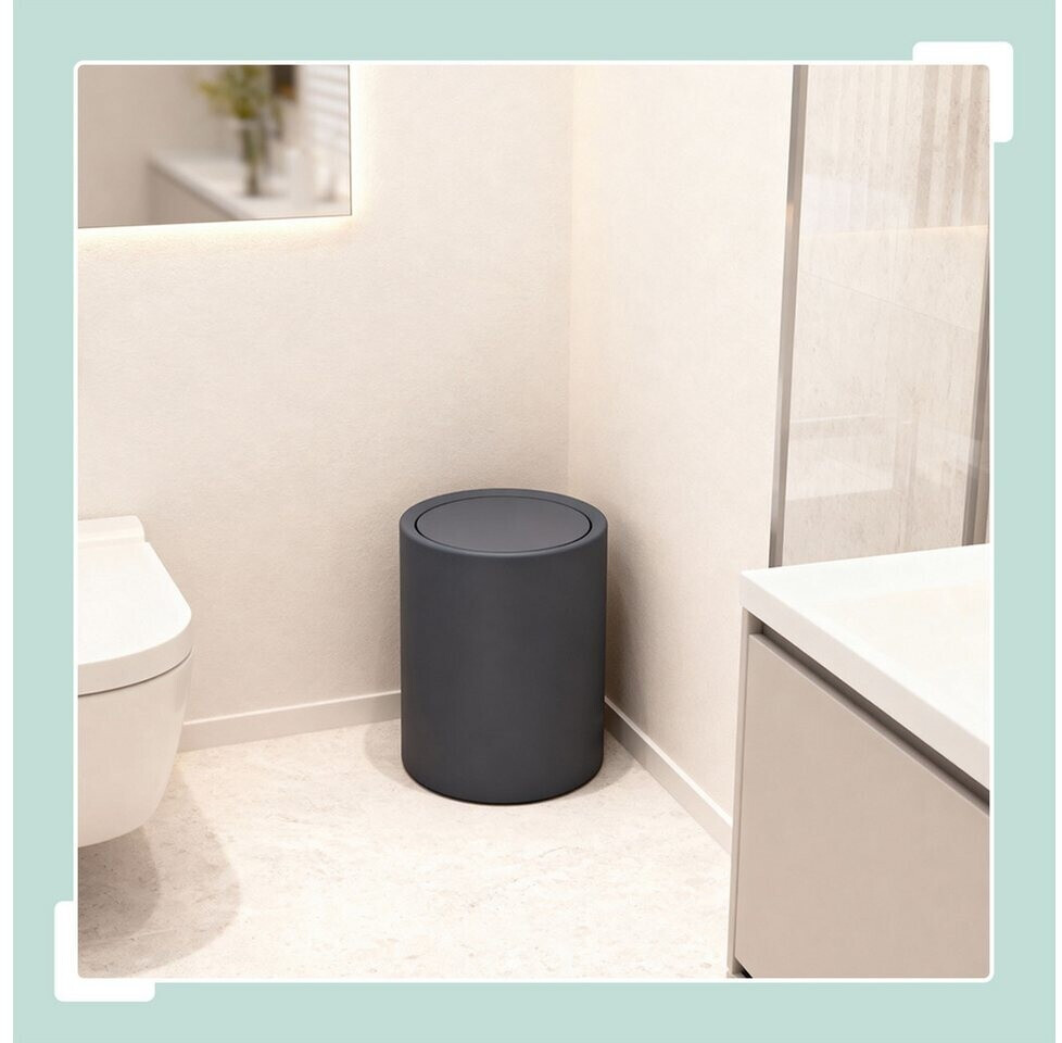 Relaxdays Kosmetikeimer mit Schwingdeckel, Kunststoff, 6L, dunkelgrau (10051871_709) ab 16,99 € (Oktober 2026)