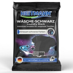 Heitmann Textilfarbe Wäsche Schwarz, für Waschmaschine, Pulver 50g