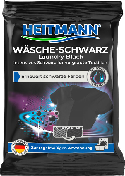 Heitmann Textilfarbe Wäsche Schwarz, für Waschmaschine, Pulver 50g, Bild 2