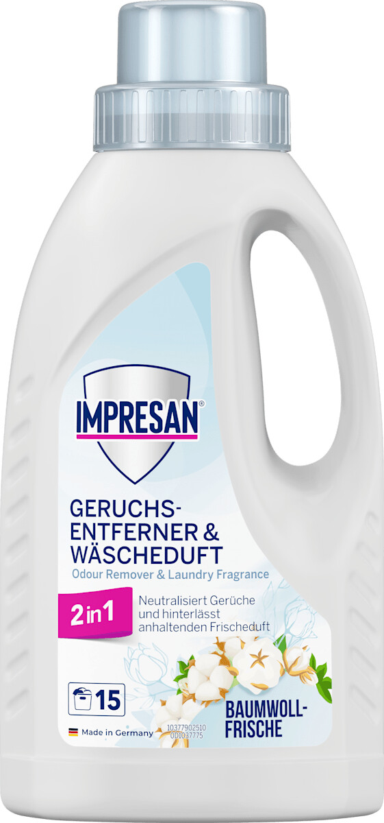 Impresan Wäscheparfüm 2in1, Geruchsentferner und Wäscheduft, flüssig, Konzentrat, Baumwollfrische, 450 ml ab 2,99 € (Oktober 2026)