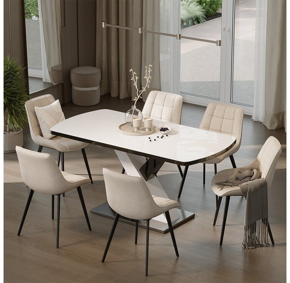 esstisch mit mittelfuß ausziehbar Esszimmertisch Edge Keramik Laminam® Nero Greco Anthrazit 180-220x100cm V- Schwarz Esstisch 160 breit ABPT402