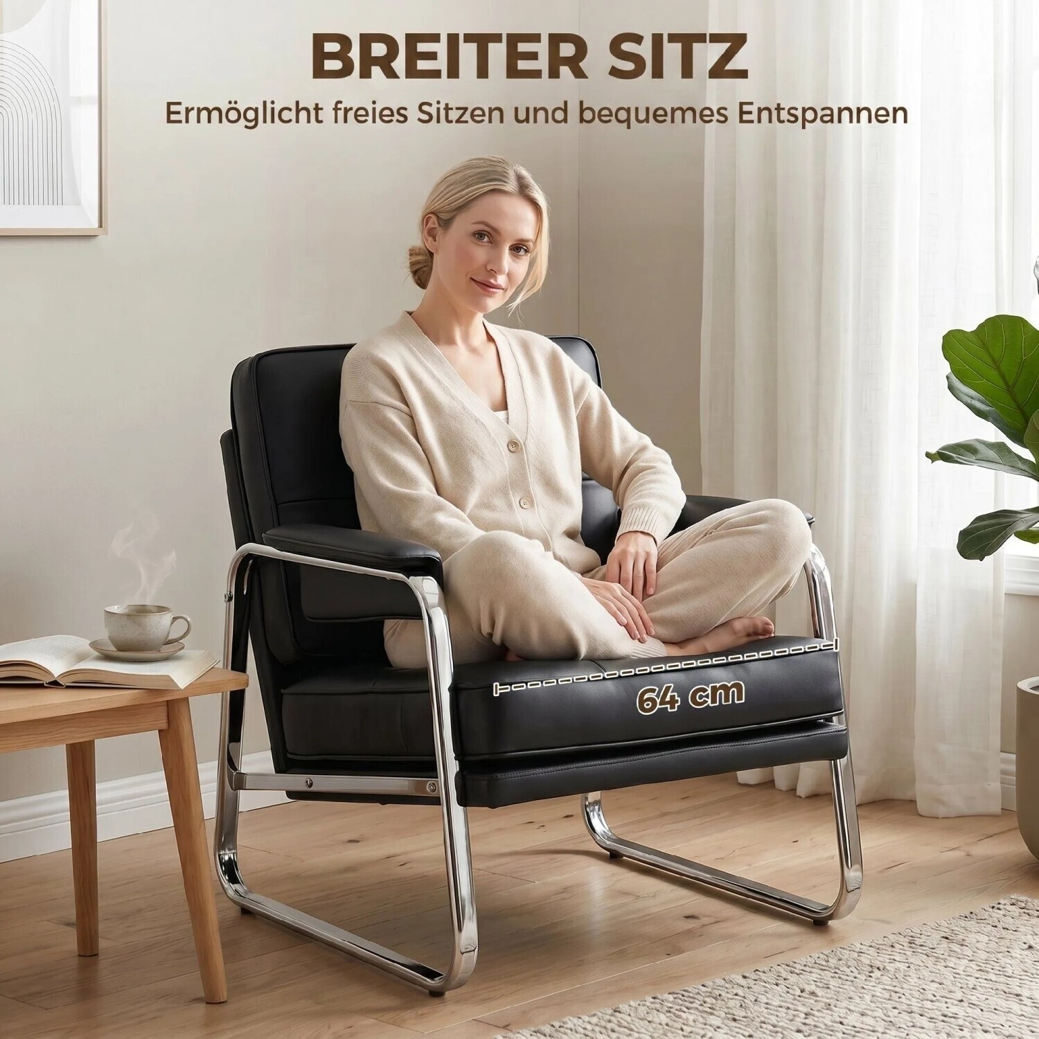 HomCom Loungesessel mit Knopfheftung, breiter Sitzfläche, Stahlfüßen (83B-777V00BK) ab 174,90 € (Oktober 2026)
