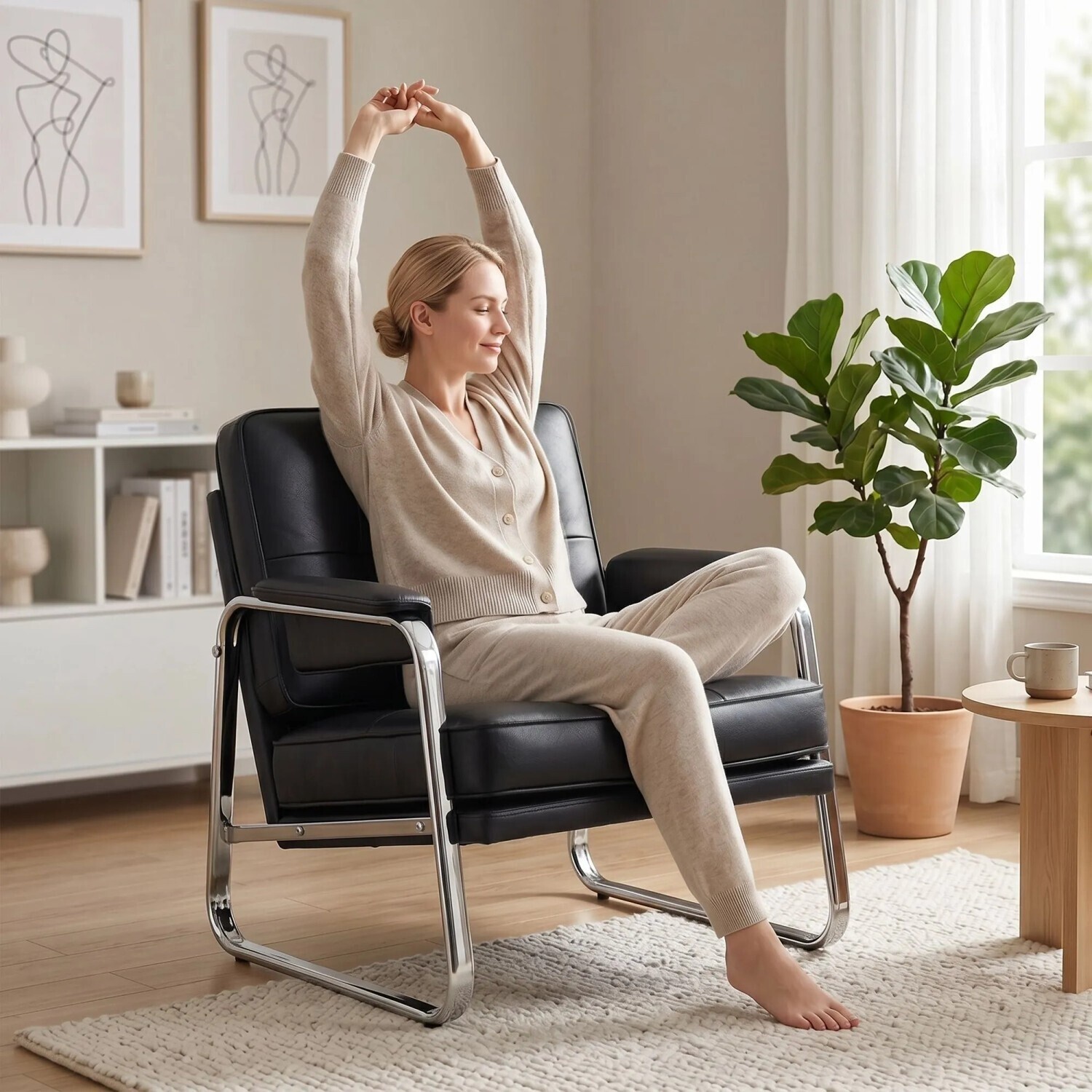 HomCom Loungesessel mit Knopfheftung, breiter Sitzfläche, Stahlfüßen (83B-777V00BK) ab 164,90 € (Oktober 2026)