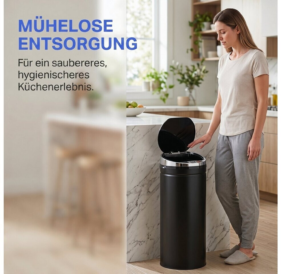 Inmotion 50L Sensor-Mülleimer Aus Schwarzem Edelstahl – Automatisch, Berührungslos Für Die Küche