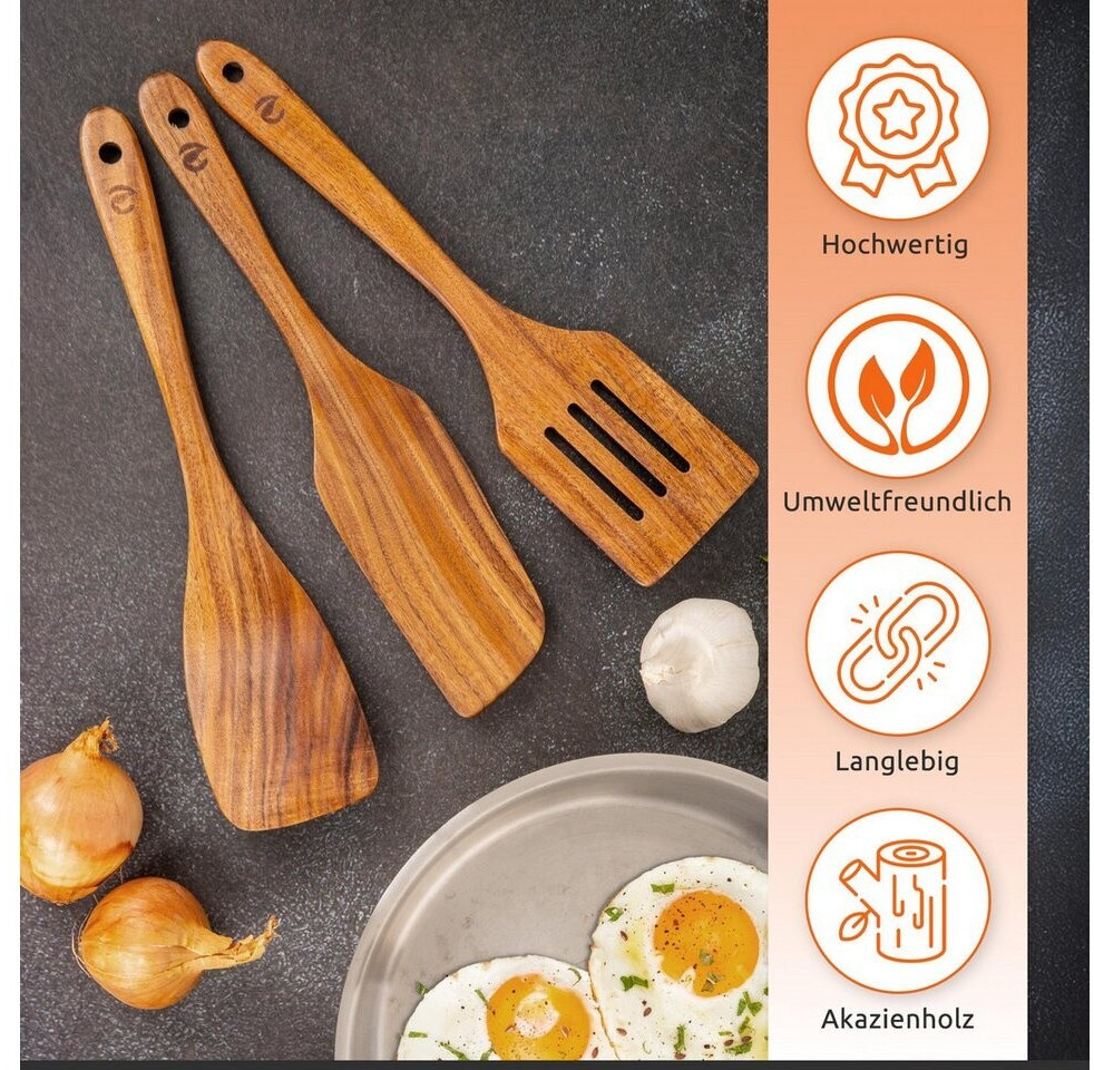 ECENCE Küchenhelfer-Set aus Akazienholz, 3-teilig ab 12,99 € (Oktober 2026)