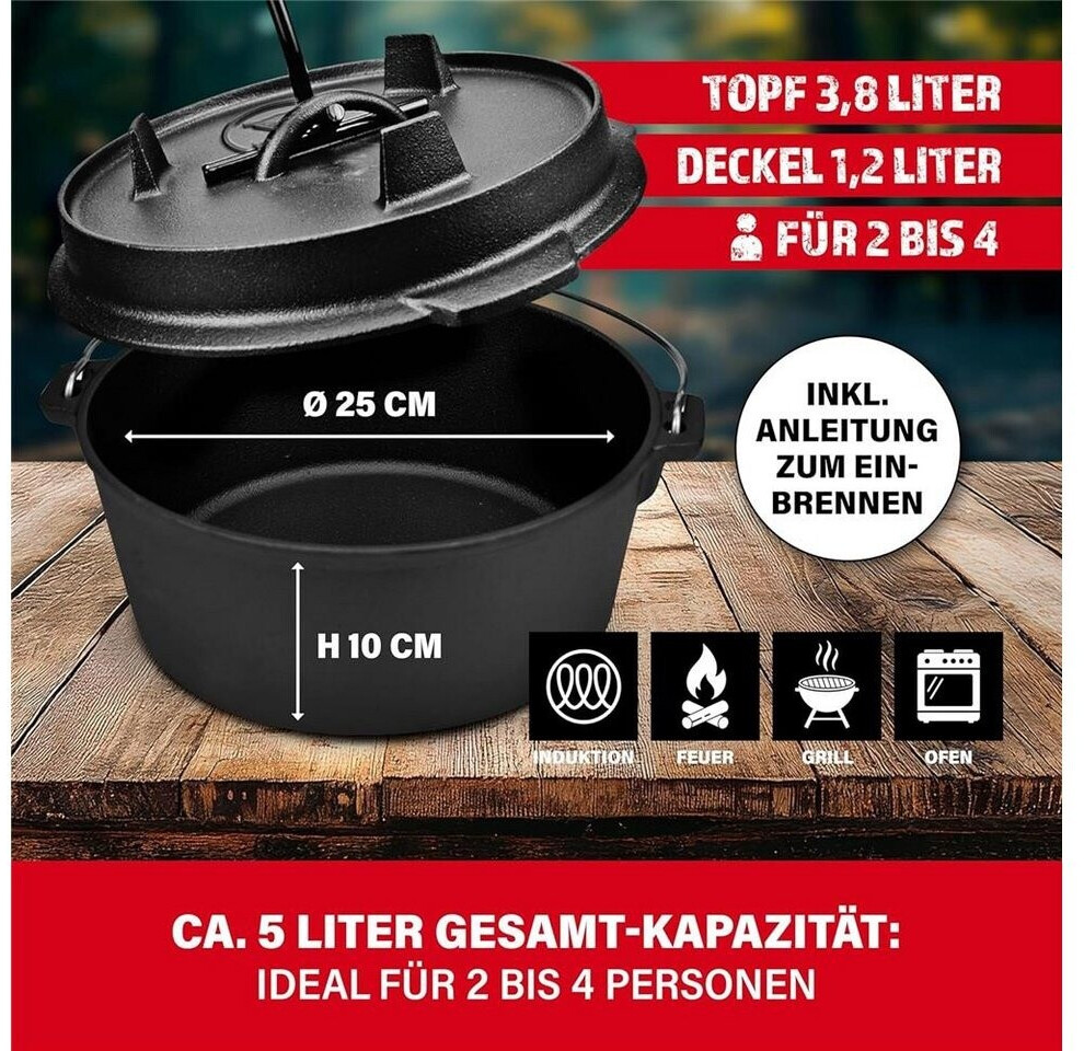BBQ - Boss Dutch Oven Premium Gusstopf, Gusseisen, 5l, mit Deckelheber ab 26,99 € (Oktober 2026)