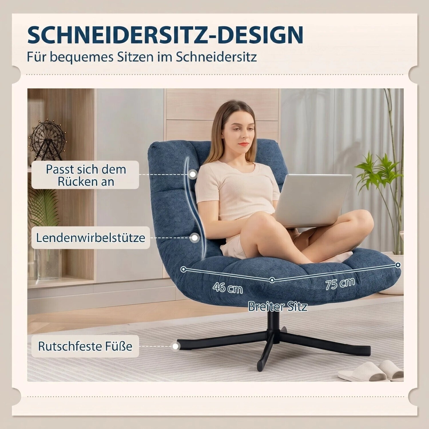 HomCom Drehbarer Loungesessel Chenille-Optik, breite Sitzfläche, dunkelblau (83B-541V00DB) ab 127,92 € (Oktober 2026)