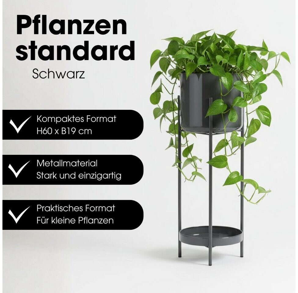 MICA Decorations Colyn Blumentopf auf Ständer, Eisen, schwarz, H60 x Ø19cm ab 29,95 € (Oktober 2026)