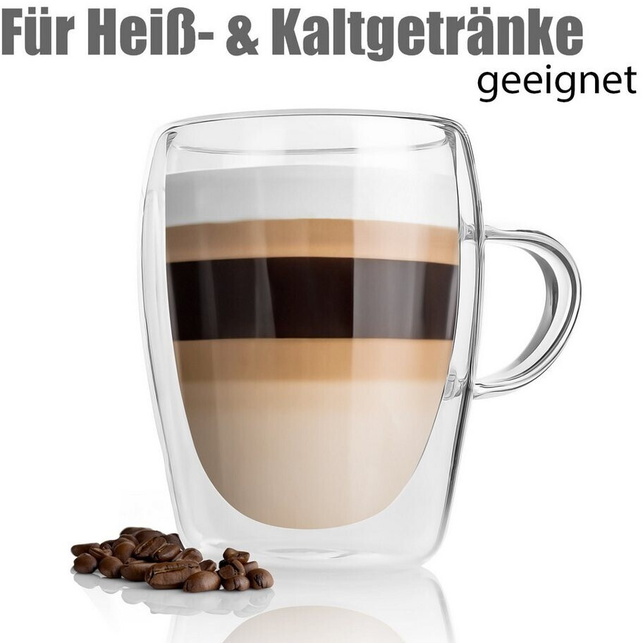 BigDean Doppelwandige Latte-Macchiato-Gläser mit Henkel 300ml, 2er-Set (1000302) ab 11,95 € (Oktober 2026)