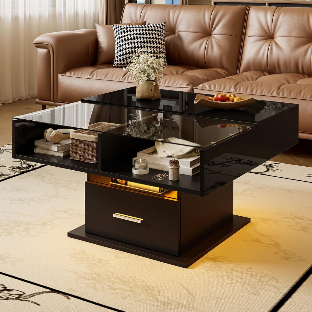 Stilvora Couchtisch höhenverstellbar mit Schublade, Ablagefach & LED, schwarz (QTEW1RW12BZQSF) ab 65,99 € (Oktober 2026)