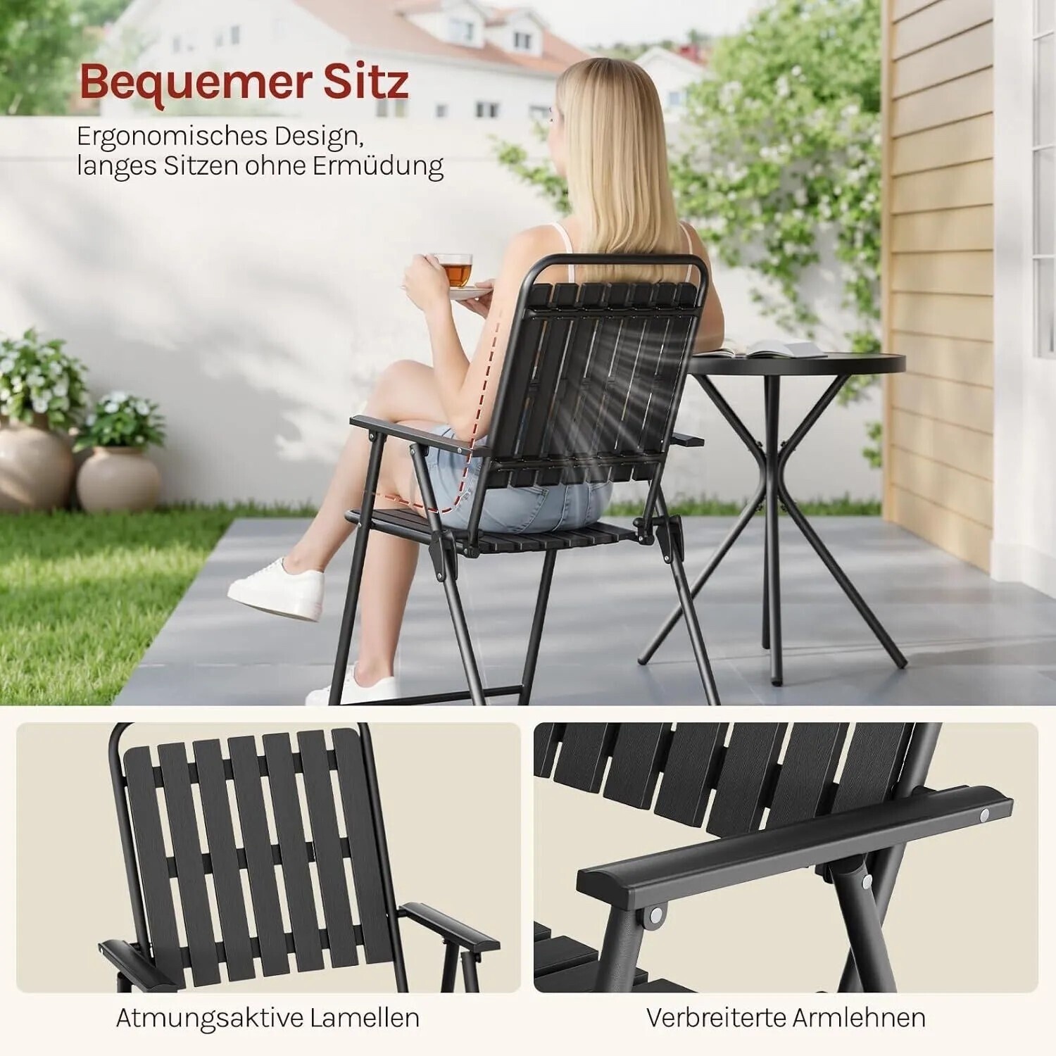 Woltu Balkonmöbel Set 3-teilig, Bistrotisch & 2 Klappstühle, schwarz (W0UETT0955) ab 70,54 € (Oktober 2026)
