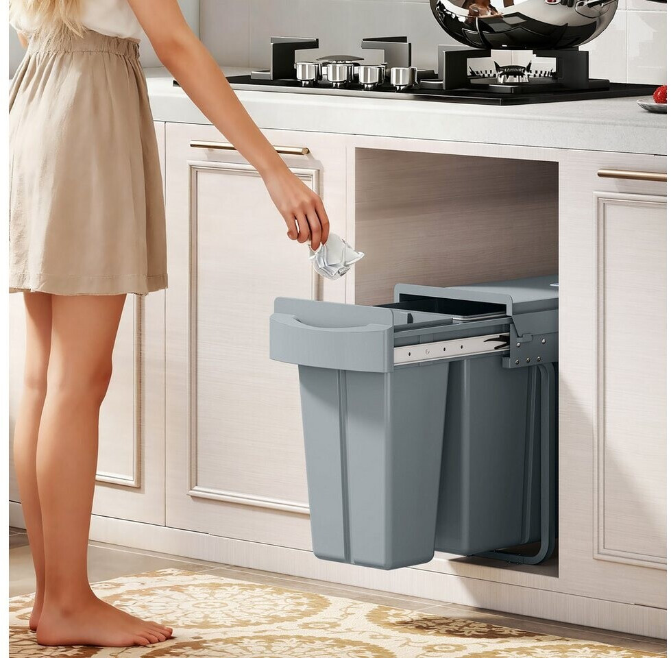 HomCom Ausziehbarer Einbaumülleimer 2 Fächer 20L+10L, grau (851-074V01GY) ab 68,90 € (Oktober 2026)