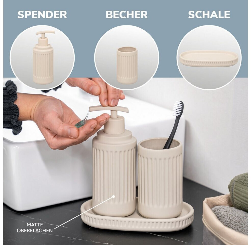 eluno CASCINA Bad-Accessoires-Set 3-tlg., Keramik, beige ab 31,99 € (Oktober 2026)