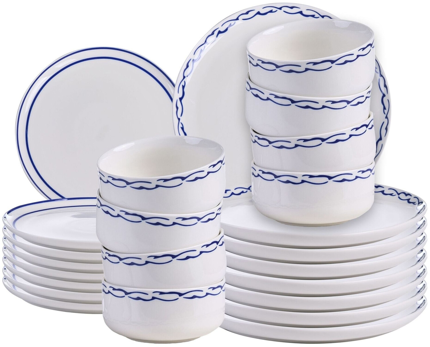 Beliani Amchur Tafelservice 24-teilig Porzellan weiß/blau ab 219,99 € (Oktober 2026)