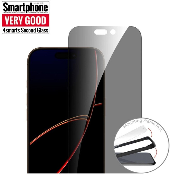 4smarts Second Glass Privacy Displayschutz mit Montagerahmen für iPhone 17 Pro (541574), Bild 3
