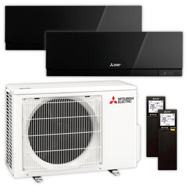 Mitsubishi Electric Multisplit-Klimaanlage MXZ-2F42VF4 + MSZ-EF35VGKB + MSZ-EF35VGKB schwarz
