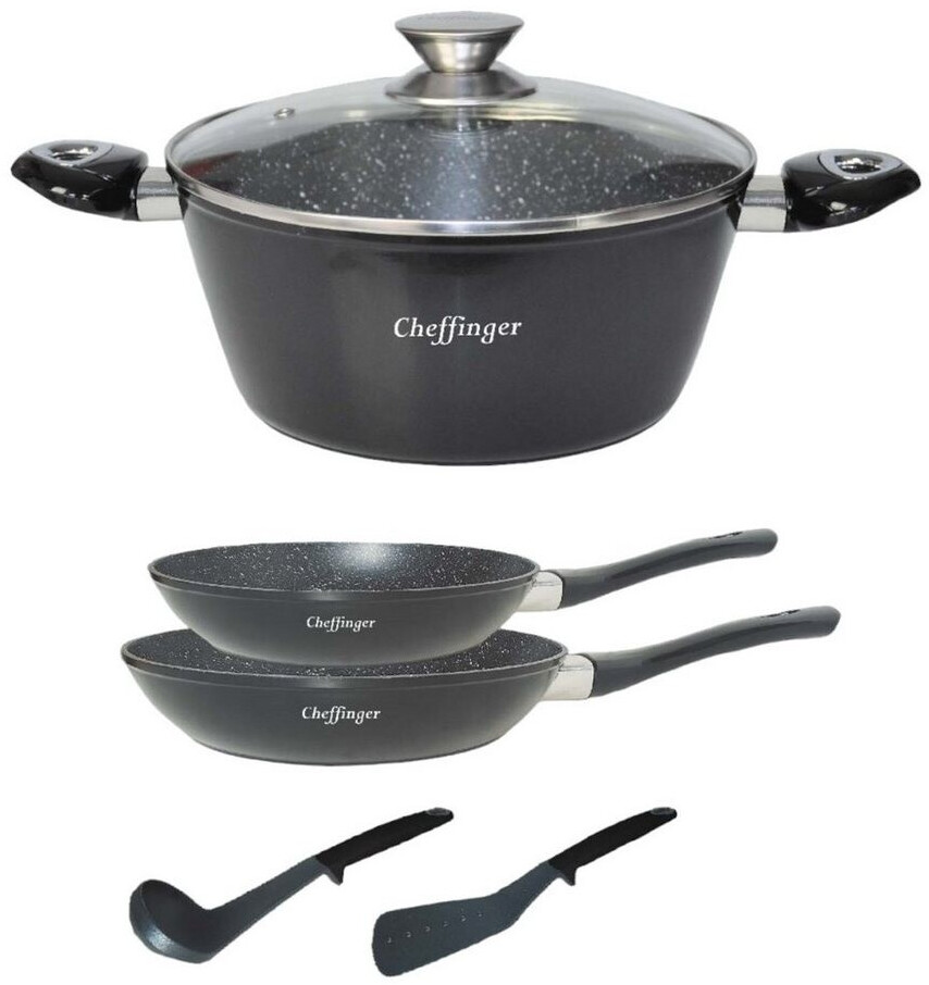 Cheffinger Topfset 6 tlg Induktion Kochtopf 24 cm Pfannen 24 28 cm Marmorbeschichtung Schwarz ab 49,95 € (Oktober 2026)