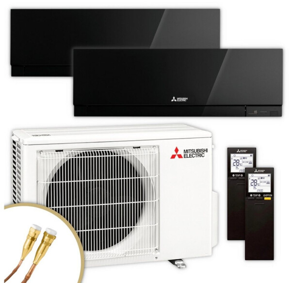 Mitsubishi Electric Multisplit-Klimaanlage MXZ-2F42VF4 + MSZ-EF25VGK + MSZ-EF35VGK schwarz