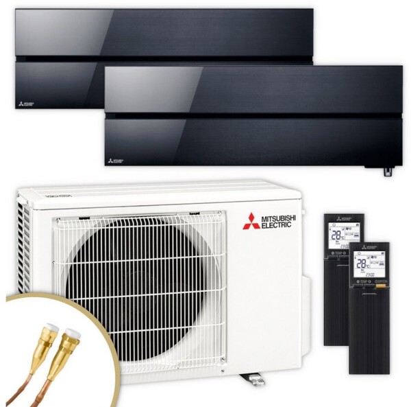 Mitsubishi Electric Multisplit Klimaanlage MXZ-2F53VF4 + 2 x MSZ-LN35VG2 onyx black