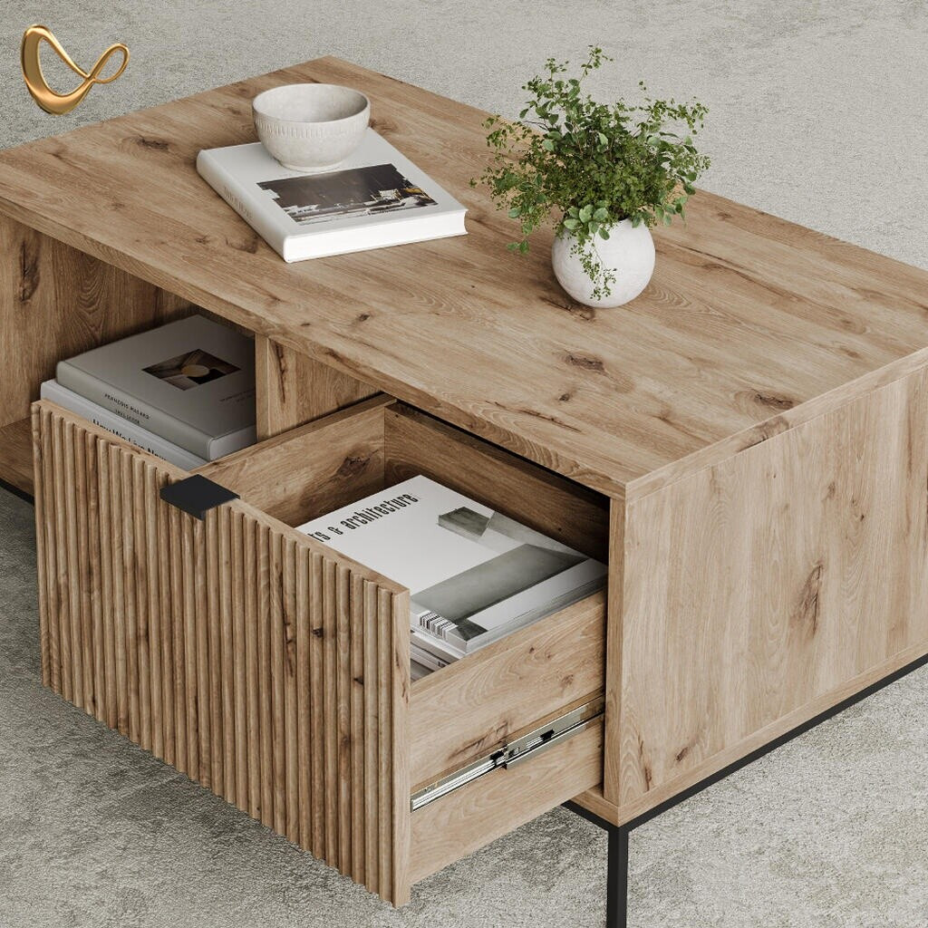 Livinity Aterno Couchtisch Viking Oak, Holzwerkstoff, 1 Schublade, 90x45x50cm (58955) ab 122,90 € (Oktober 2026)