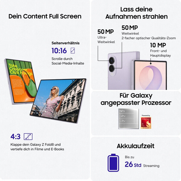 Samsung Galaxy Z Fold8 256GB Lavender, Bild 8