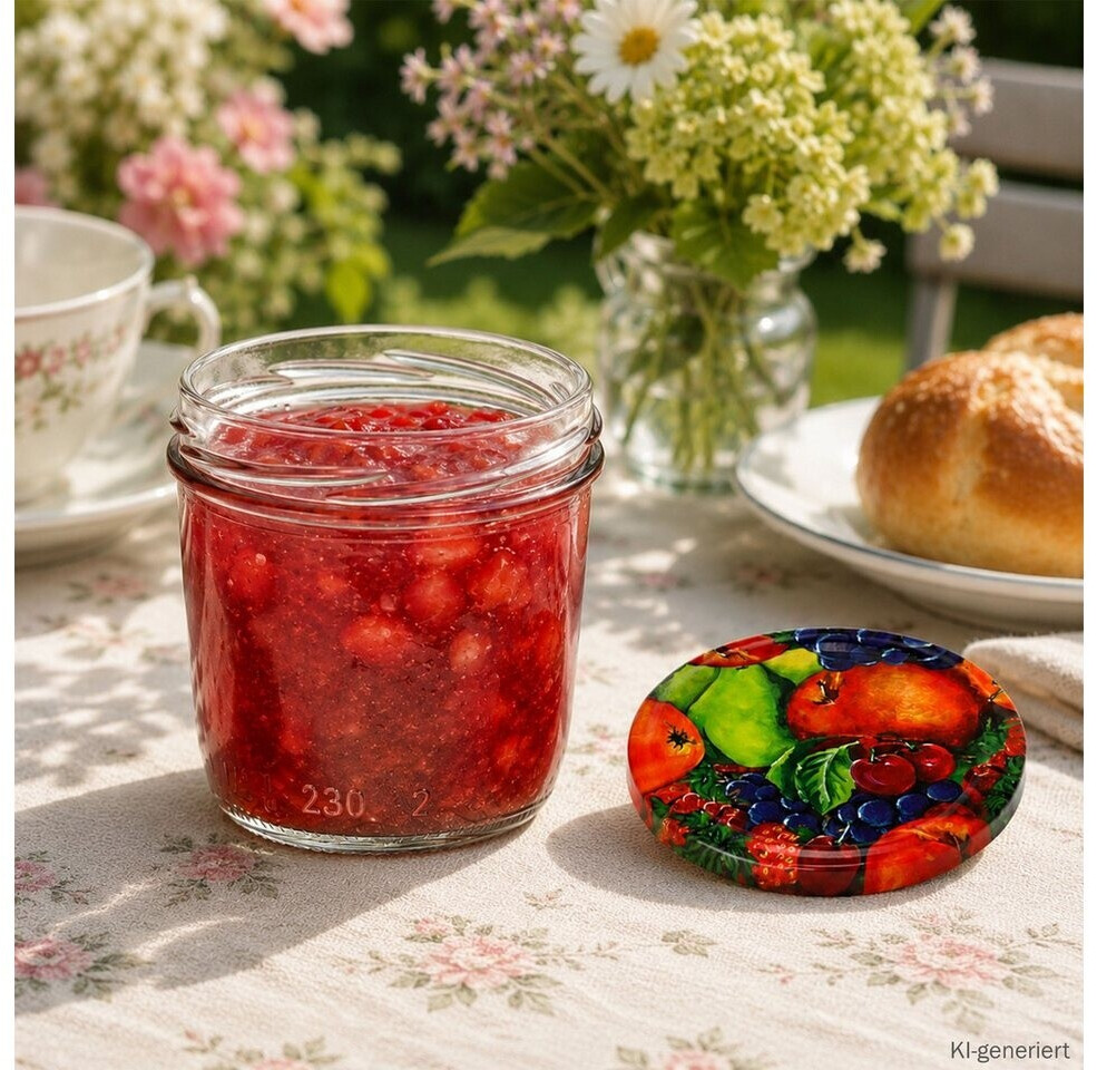 Cap+Cro Marmeladengläser 230ml Twist-Off-Deckel Obstdekor, 25er-Set ab 19,99 € (Oktober 2026)