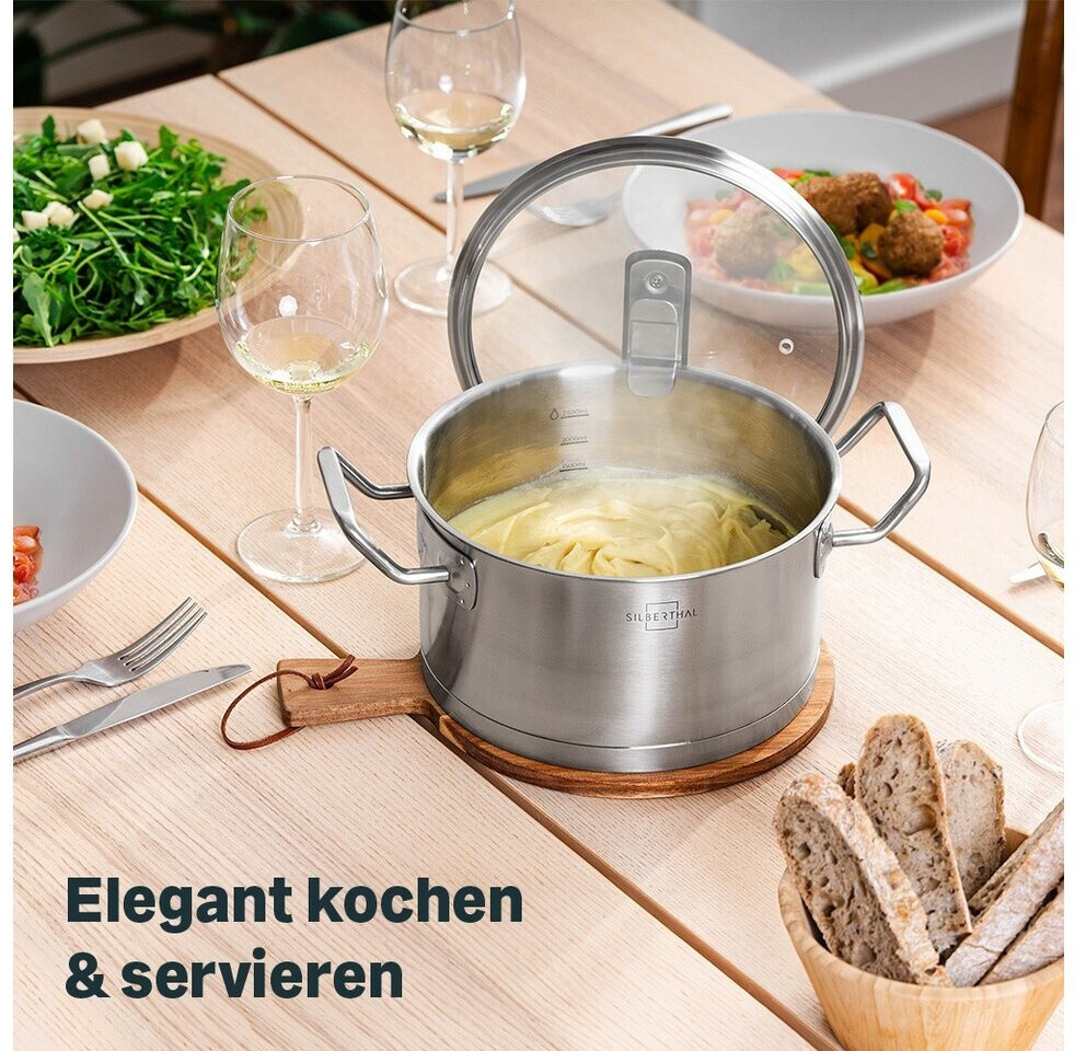 Silberthal Topfset 3 teilig Edelstahl Induktion mit Glasdeckeln 2,5 l 3,5 l 5,8 l ab 124,95 € (Oktober 2026)