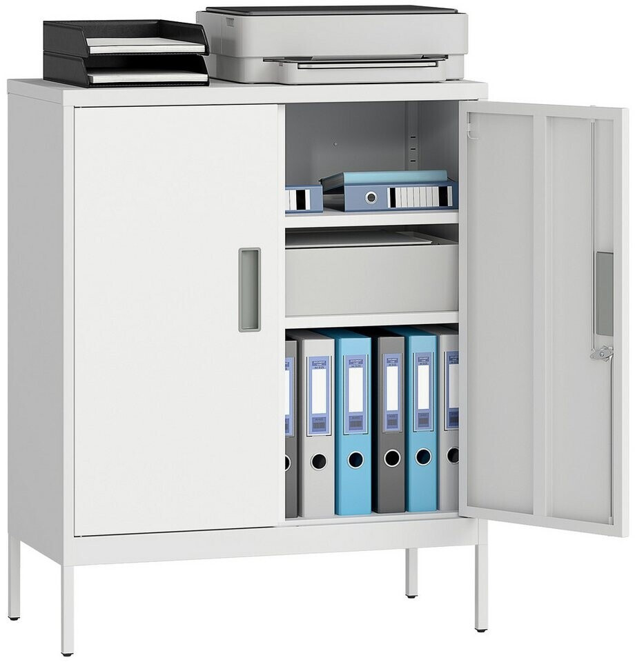 HomCom Aktenschrank abschließbar, 2 Türen, Stahl, weiß (924-123V01WT) ab 101,99 € (Oktober 2026)