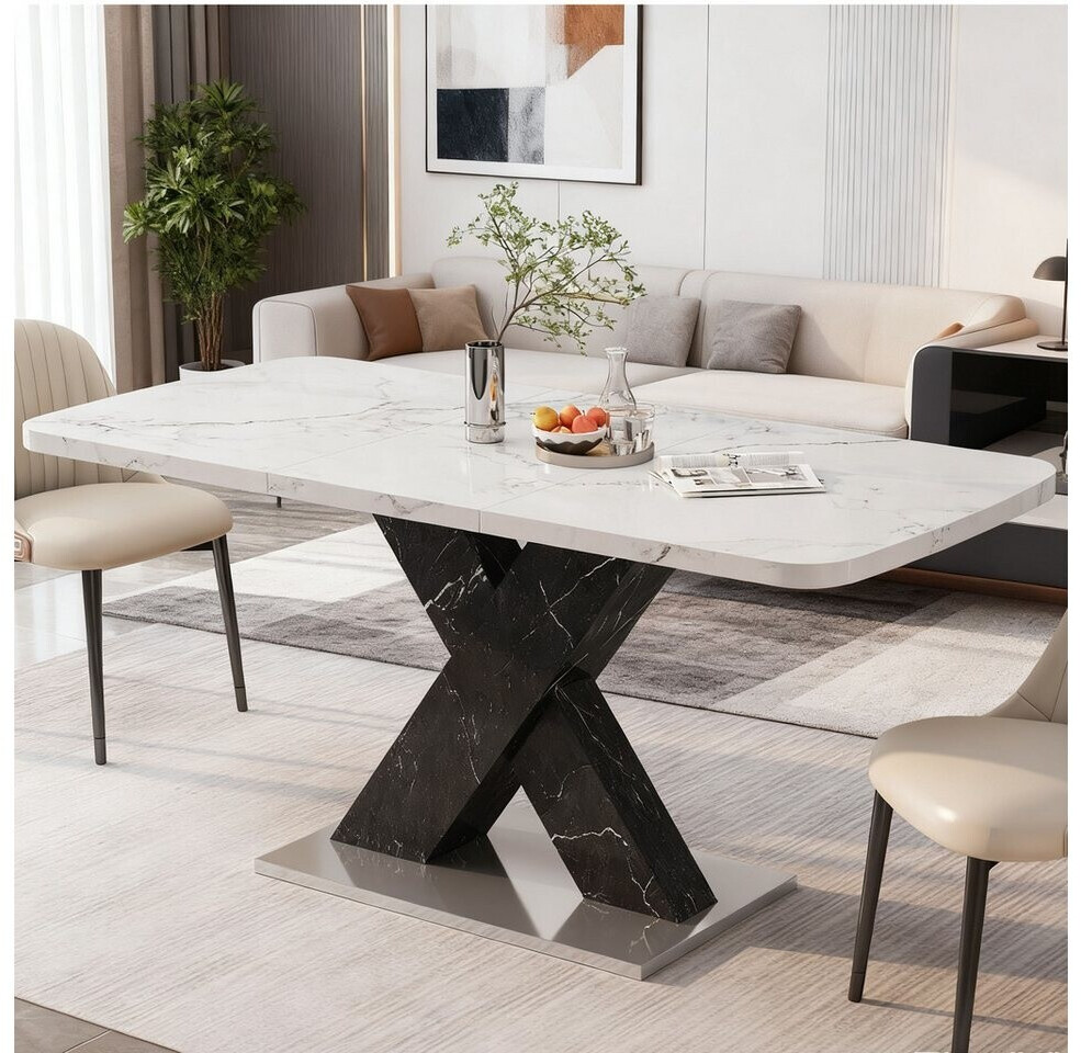 Stilvora Esstisch ausziehbar, Marmor-Optik, X-Gestell, 120-160×80×76cm (MDF) ab 339,99 € (Oktober 2026)