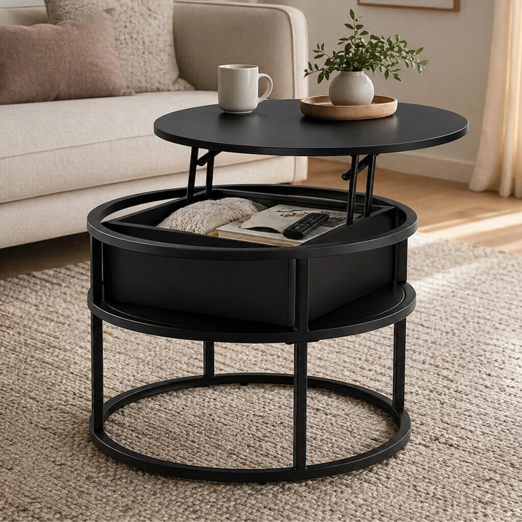 Home Collective Couchtisch rund, höhenverstellbar, Metallgestell, schwarz, Ø 60cm ab 149,90 € (Oktober 2026)