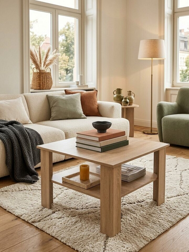 KADIMA DESIGN Nidda Couchtisch Sonoma Eiche, quadratisch, 60x60x42cm ab 89,95 € (Oktober 2026)