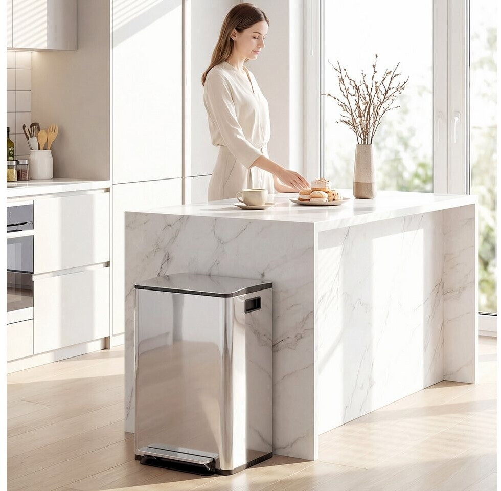 HomCom Mülleimer Küche 2x20L Edelstahl Softclose Treteimer (41.8x36.7x58cm) ab 61,90 € (Oktober 2026)