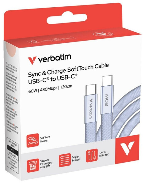 Verbatim Sync & Charge USB-C auf USB-C 60W 120cm, lila (30275), Bild 5
