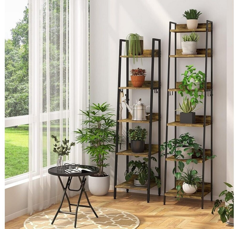 Woltu Leiterregal Industriestil 5 Ebenen, 4 Haken, MDF/Metall, schwarz, 40x170x36cm (RGB9289hov) ab 28,60 € (Oktober 2026)