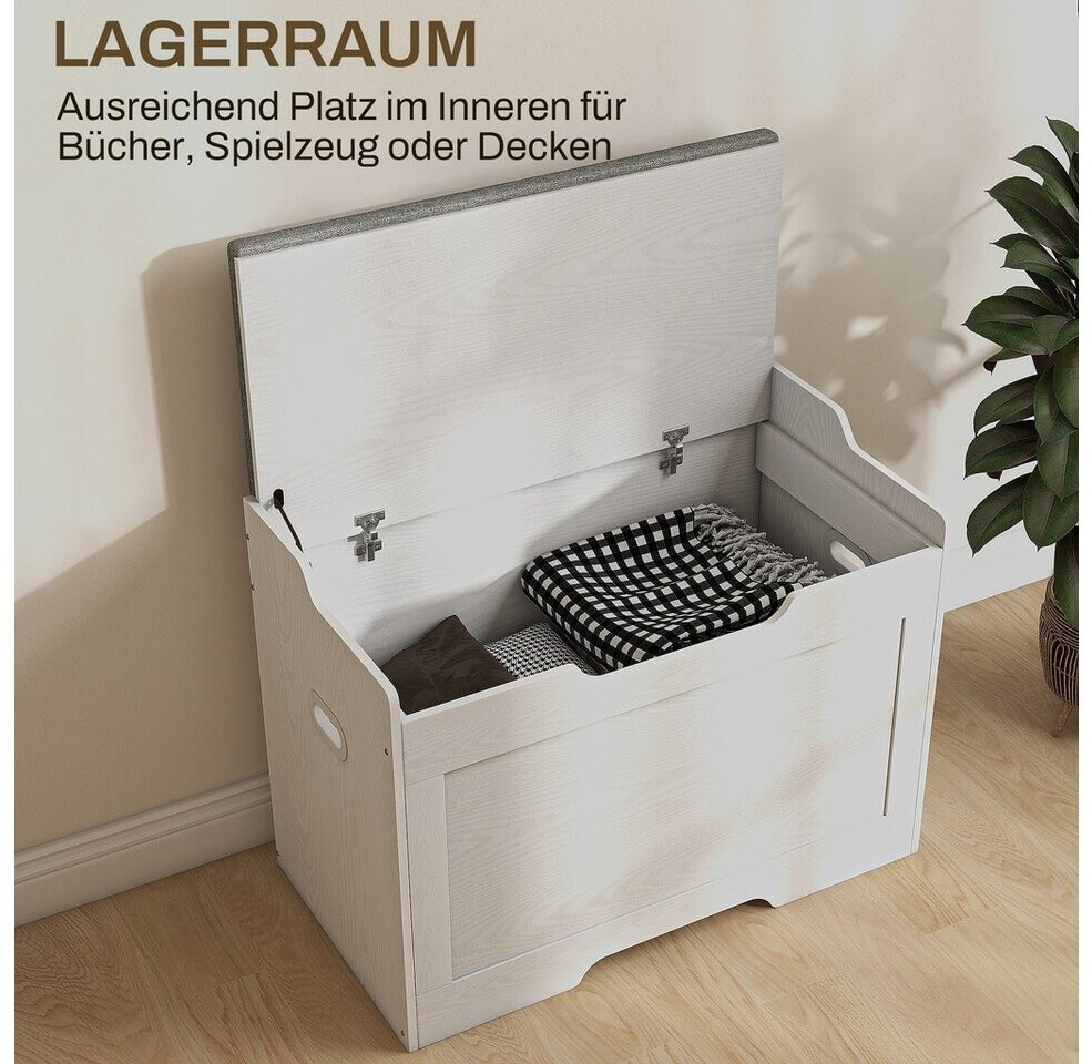 HomCom Aufbewahrungstruhe mit Deckel und Sitzkissen 103L, weiß ab 59,90 € (Oktober 2026)