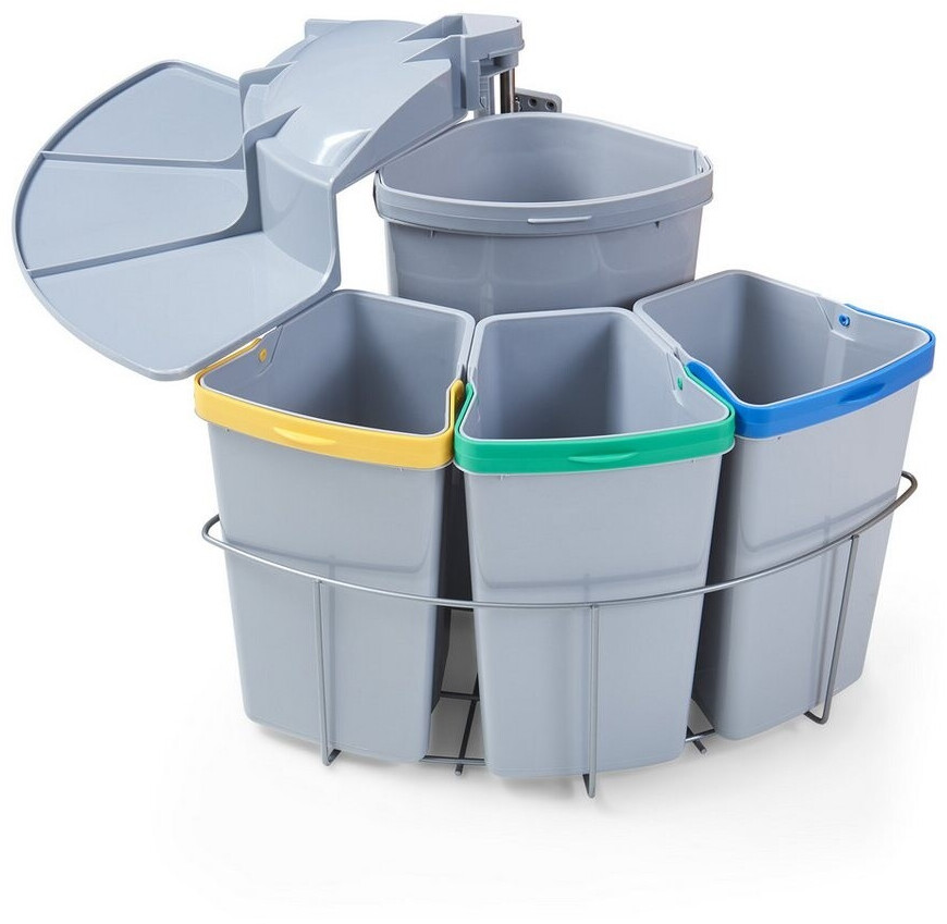 en.casa Kollby Einbau-Mülleimer schwenkbar, grau, 3x6L+1x12L, Kunststoff ab 82,99 € (Oktober 2026)