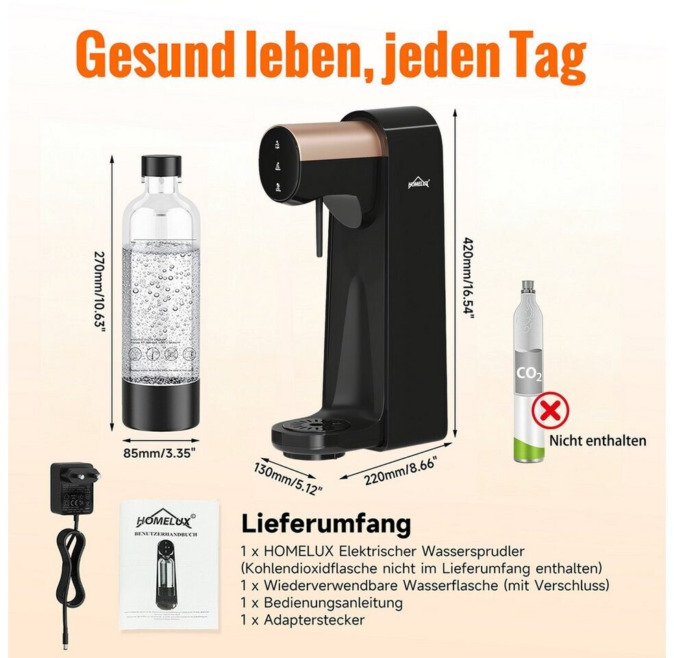 Homelux Wassersprudler Soda Maker Schwarz ab 78,39 € (Oktober 2026)