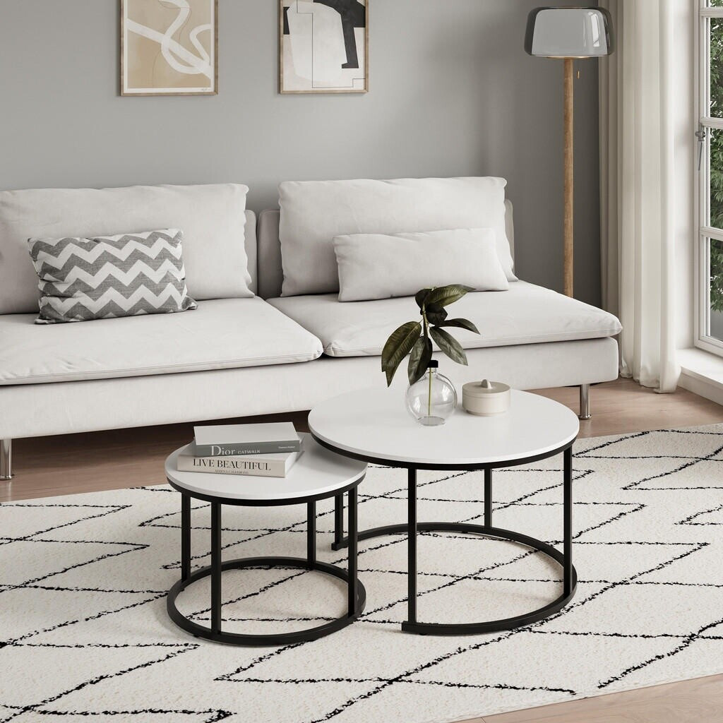 Home Collective Twin Couchtisch 2er-Set rund, Holz/Metall, weiß (TWIN) ab 89,90 € (Oktober 2026)