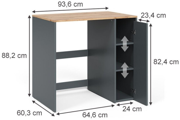 VICCO Viktor Waschmaschinenschrank Anthrazit/Goldkraft Eiche 93,6x88,2cm (55161), Bild 3