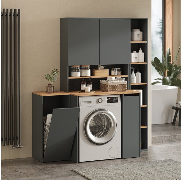VICCO Viktor Waschmaschinenschrank Anthrazit/Goldkraft Eiche 93,6x88,2cm (55161), Bild 6