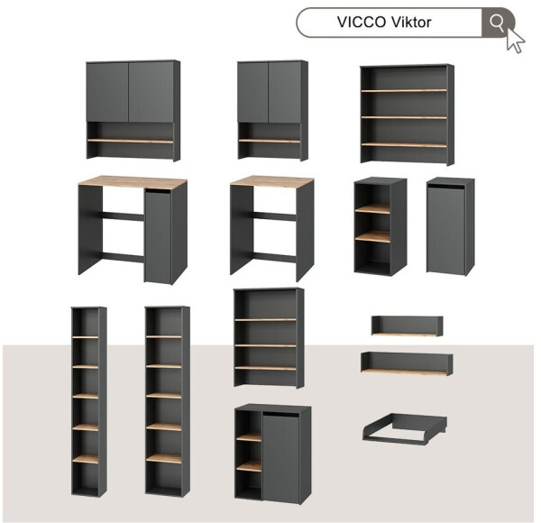 VICCO Viktor Waschmaschinenschrank Anthrazit/Goldkraft Eiche 93,6x88,2cm (55161), Bild 7